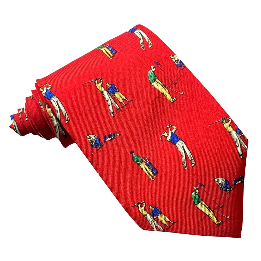 VINTAGE Polo Ralph Lauren Mens Red 100% Silk Necktie Made in the USA - Picture 8 of 8